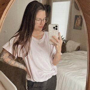 Anthropologie Saturday Sunday Oversized Pink Velvet Tee